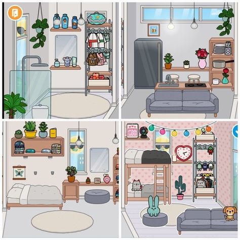 Toca Boca House Ideas Free Room, Toca Boca Room Ideas Free House Bedroom, Free House Design Toca Boca, Toca Boca Free House Ideas, Toca Life World Aesthetic Pfp, Bad Room Ideas, 가족 일러스트, Toca Ideas, Toka Boka