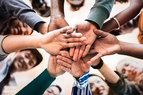 Group of diverse people stacking hands in the middle | premium image by rawpixel.com / Felix #picture #photography #inspiration #photo #art Unity Photography, Prayer Photography, Peta Pikiran, Musik Tradisional, Worship Prayer, People Hugging, Birthday Background Design, Bible College, Diverse People