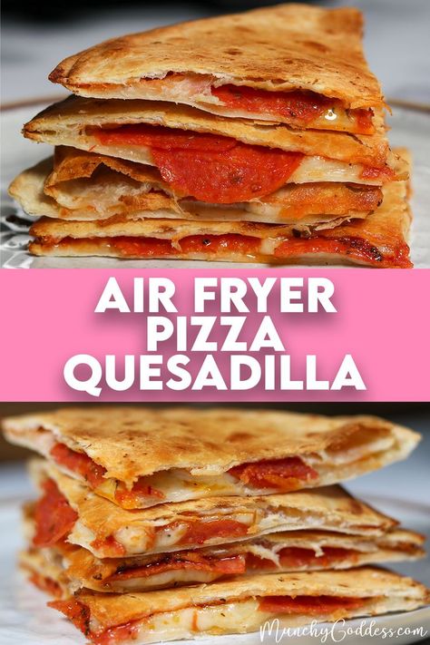 Air Fryer Pizza Quesadilla slices stacked on top of each other on a cream plate. Air Fry Quesadilla, Air Fryer Pizza Quesadilla, Air Fryer Food Ideas Easy, Easy Air Fry Meals, Easy Lunch Ideas Air Fryer, Quesadilla Air Fryer, Air Fryer Quesadilla, Super Healthy Dinner, Air Fryer Food