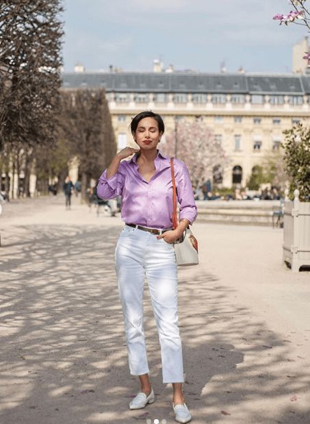 Boyfriend Shirt Outfits- 20 Tips On Wearing Boyfriend Shirts Boyfriend Shirt Outfit, Linen Shirt Outfit Women, Purple Shirt Outfits, Boyfriend Shirt Outfits, Silk Shirt Outfit, Linen Shirt Outfit, Striped Boyfriend Shirt, Outfits With Striped Shirts, Shirt Outfit Ideas