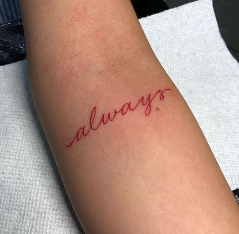 Always tattoo by @bryangtattoos Poker Tattoo, Font Tato, Always Tattoo, Tato Paha, Tato Jari, Snakebites, Tato Lengan, Inspiration Tattoos, Red Ink Tattoos