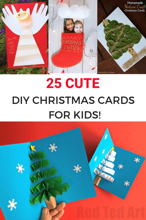 Diy Christmas Cards For Kids, Christmas Card Ideas For Kids, Kunst For Barn, Diy Christmas Card Ideas, Christmas Cards For Kids, Cards For Kids To Make, Juleverksted For Barn, Diy Christmas Card, Christmas Card Ideas