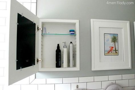 20 Clever Hidden Storage Ideas - Hative Diy Medicine, Surface Mount Medicine Cabinet, Space Saving Hacks, Hidden Shelf, Ideas Para Organizar, Tiny Bathrooms, Bad Design, Tiny Bathroom, Storage Hacks