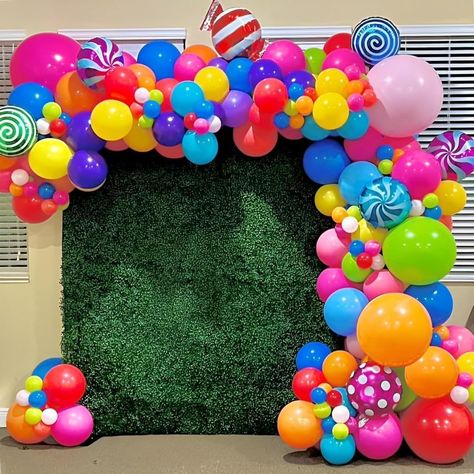 PRICES MAY VARY. Candyland Party Decoration:The 137 piece candy balloon arch kit includes pastel rainbow balloons, lollipop balloons :5inch latex balloons -50pcs mixed colors ,10inch-75pcs mixed colors ,18inch latex balloons -5pcs;candy lollipop foil balloons -7pcs Non-toxic and Safe:Our candy balloon arch kit is made of natural latex, non-toxic and very safe, you can use with confidence Various Uses:Candyland party decoration balloon arch kit giving a romantic and gentle feeling, very suitable Candy Land Themed Party, Candy Land Dance Theme, Candyland Balloons, Valentine Oc, Marshmallow Decorations, Candy Birthday Party Decorations, Lollipop Balloons, Pastel Rainbow Balloons, Candy Land Birthday Party Ideas