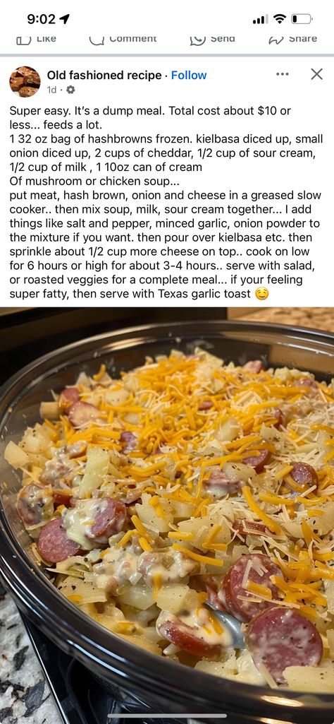 Crockpot Liners, Sausage Hash, Frozen Hashbrowns, Garlic Toast, Cup Of Milk, Dump Meals, Crockpot Dishes, Crock Pot Soup, Crock Pot Slow Cooker