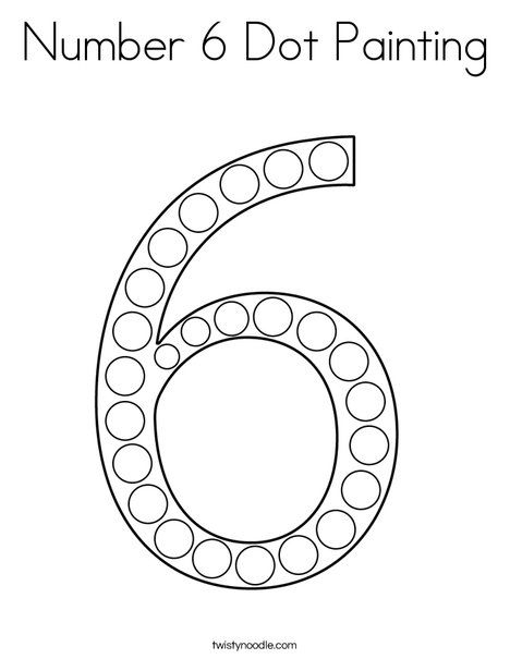 Number 6 Dot Painting Coloring Page - Twisty Noodle Number 6 Dot Painting, Number6 Worksheet, Preschool Number 6 Worksheets, Number 6 Worksheet Kindergarten, Number 6 Activities For Preschool Learning, Number 6 Activity For Preschool, Number 4 Dot Painting, Number 6 Activity, Number 6 Activities