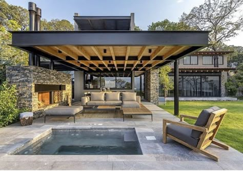 Modern Backyard Design, Veranda Design, Pergola Design, Backyard Pavilion, Casa Exterior, Modern Backyard, Pergola Patio, Porch Design, Design Exterior