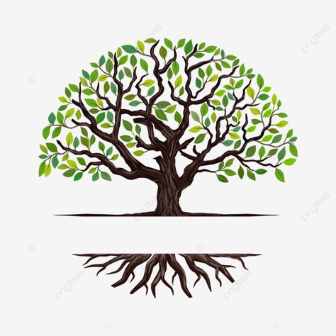 Oak Tree Logo Design, Family Tree Logo, Roots Illustration, Tree Of Life Logo, Roots Drawing, Tree With Roots, Roots Logo, Circle Clipart, Tree Logo Design