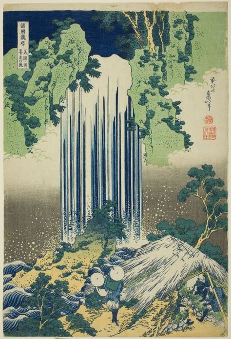 Katsushika Hokusai  Japanese, 1760-1849, Yoro Waterfall in Mino Province (Mino no kuni Yoro no taki), from the series Tour of the Waterfalls in Various Provinces (Shokoku Takimeguri) Japanese Woodcut, Japanese Artwork, Katsushika Hokusai, Paul Gauguin, Art Japonais, Ukiyo E, Japanese Woodblock Printing, Japanese Painting, Japan Art