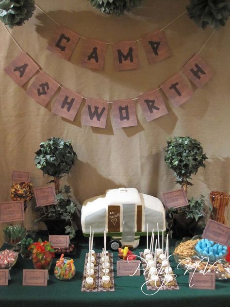 Camp Sorority Theme, Camping Bridal Shower Theme, Camping Themed Wedding, Camp Banner, Summer Bachelorette, Camp Birthday, Anniversary Theme, Camping Theme Birthday, Summer Camp Themes