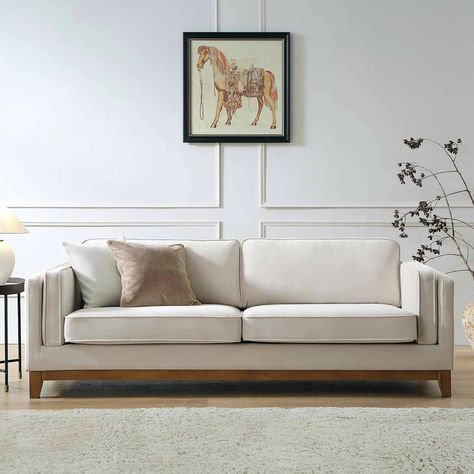 Dipley Champagne Velvet Sofa, 3-Seater | daals