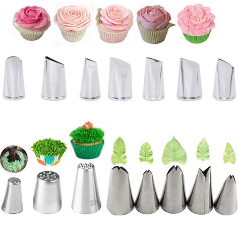 Russian Pastries, Biscuit Cups, Piping Nozzles, Icing Nozzles, Cupcakes Birthday, Icing Piping Nozzles, Cake Piping, Fondant Tools, Icing Piping