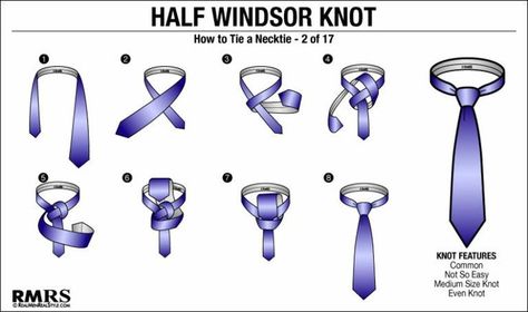 The Half Windsor Knot – considered one of the most popular tie knots in use. It's Symmetrical, balanced, and appropriate for most professional occasions. Today, we’re going to learn how to tie the Half Windsor knot and make it part of your style. Balthus Knot, Half Windsor Knot, How To Tie A Necktie, Windsor Tie Knot, Four In Hand Knot, Eldredge Knot, Full Windsor Knot, Windsor Tie, Simpul Dasi