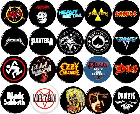 PRICES MAY VARY. You will receive all buttons pictured Pressed with the highest quality parts Made and shipped in the USA! Please have a look at our other similar button sets! The best buttons/pins/badges offered on the internet! Metal Music Bands, Mickey Mouse Ears Hat, Vinyl Vintage, Disneyland Pins, Halloween Mystery, Goth Bands, Heavy Metal Art, Records Vinyl, Gothic Grunge