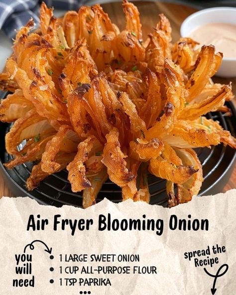 Maria Mixes | Air Fryer Blooming Onion 🧅 | Facebook Air Fryer Blooming Onion, Blooming Onions, Air Fryer Recipes Snacks, Blooming Onion, Air Fryer Cooking Times, Cooks Air Fryer, Air Fried Food, Air Fryer Oven Recipes, Air Fry Recipes