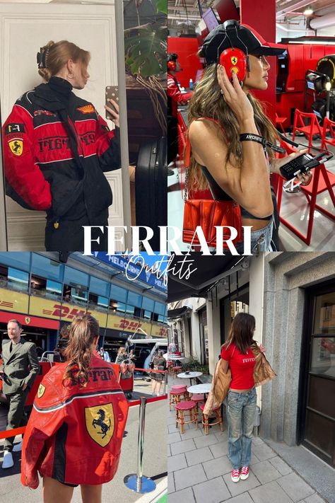 Formula 1 Girls, Ferrari Girl, Race Outfit, Watch F1, Red Outfits, Race Day Outfits, Ferrari Red, F1 Poster, Races Fashion