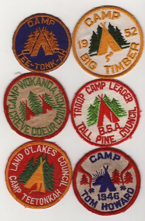 Camp Badges, Camp Patches, Summer Camp Aesthetic, Boy Scout Patches, Camp Logo, Vintage Boy Scouts, Scout Badges, Camping Aesthetic, Camp Vibes