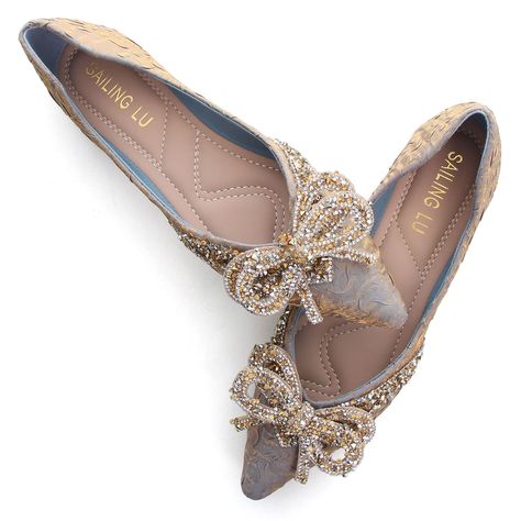 PRICES MAY VARY. ✅[ELEGANT DESIGN]: Beautiful bowknot and rhinestone embellishments on pointed toe add a touch of sophistication and charm. ✅[COMFORTABLE FIT]: Crafted with comfort in mind,these ballet flats feature a flexible sole and a soft footbed that provide all-day comfort.Whether you're running errands or attending a special event,you can rely on these flats to keep your feet feeling comfortable and supported. ✅[QUALITY CRAFTSMANSHIP]: Made from high-quality materials,these dress shoes ar