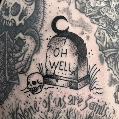 Tattoodo Gravestone Tattoo, Cemetery Tattoo, Tombstone Tattoo, Jordan Tattoo, Skull Moon, Rip Tattoo, Horror Tattoos, Stone Tattoo, Bff Tattoos