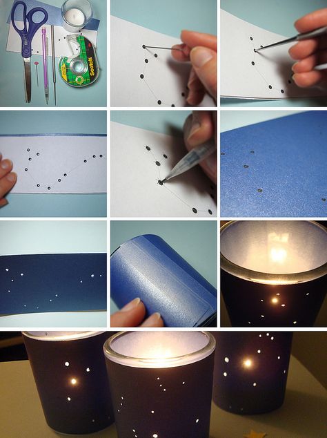 DIY Constellation Luminaries | por Hollyrocks Space Party Diy Decor, Constellation Decorations Party, Constellation Birthday Party, Queer Formal, Constellation Party, Constellation Jar, Vbs Stellar, Diy Constellation, Constellation Craft