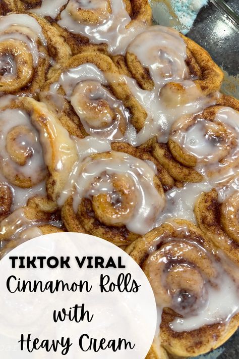 If you're a fan of TikTok viral recipes, you've likely come across the viral recipe for cinnamon rolls with heavy cream. This semi-homemade recipe takes a shortcut by using canned cinnamon rolls and adds a decadent twist with the addition of heavy cream. The result is a deliciously gooey and rich treat that has taken the internet by storm. Semi Homemade Cinnamon Rolls Easy Recipes, Semi Homemade Desserts Easy, Best Cinnamon Rolls Ever From Can, Cinnamon Rolls Semi Homemade, Dessert Recipes Using Canned Cinnamon Rolls, Cinnamon Rolls With Canned Biscuits, Recipes With Rhodes Cinnamon Rolls, Til Too Cinnamon Rolls, Cinnamon Rolls Gooey