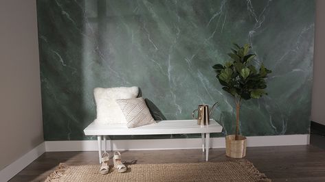 How to Paint a Marble-Inspired Wall Marble Effect Paint, Painted Accent Wall, Marble Accent Wall, Faux Walls, Marble Home, Accent Wall Paint, Diy Marble, Interior Wall Paint, Wall Paint Designs