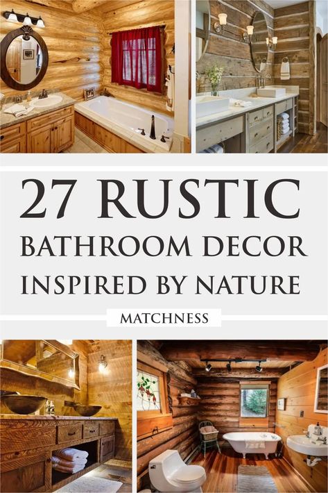 Rustic Lodge Bathroom, Cabin Bathroom Ideas Rustic, Log House Bathroom, Log Cabin Bathroom Ideas, Lodge Bathroom Decor, Log Home Bathrooms, Log Cabin Bathrooms, Log Home Bathroom, Rustic Cabin Bathroom