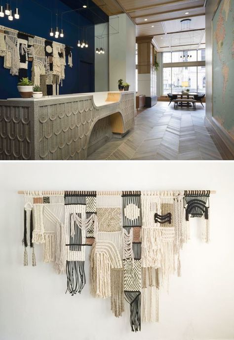 Schofield by Sally England at Kimpton Schofield Hotel Sally England, Custom Wall Decor, Macrame Wall Decor, Minimal Wall Art, Modern Macrame, Furniture Art, Local Design, Living Room Paint, Room Paint