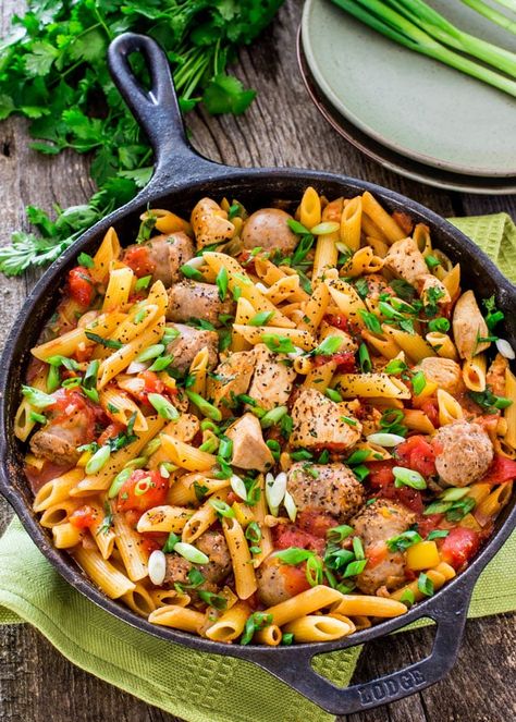 This Chicken and Sausage Penne Jambalaya is my delicious personal take on a classic recipe, with chicken and Italian sausage and ready in 30 minutes. www.jocooks.com #jambalaya Hot Sausage Recipes, Sausage Penne, Chicken Sausage Recipes, Chicken And Sausage, Balsamic Pork, Jo Cooks, Jambalaya Recipe, Hot Sausage, Hot Italian Sausage