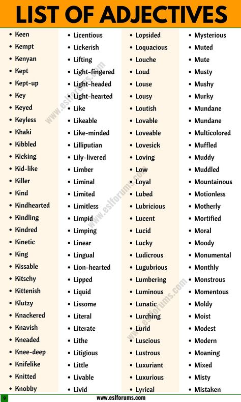 Adjective Examples, Adjectives In English, Examples Of Adjectives, List Of Adjectives, English Adjectives, Descriptive Words, English Writing Skills, English Writing, Writing Words