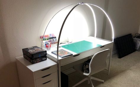 Arch Now Craft Room Lighting Ideas, Desk Lighting Ideas, Vlog Equipment, Arch Lighting, Craft Room Lighting, Kitchen Net, Hobby Room Design, Light Arch, Arch Light