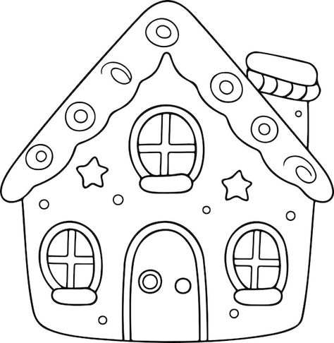 Gingerbread house vector illustration bl... | Premium Vector #Freepik #vector #book-drawing #colouring #colouring-book #book-page Christmas Houses Drawings, Gingerbread House Outline, Gingerbread House Tattoo, Gingerbread House Drawing Easy, Gingerbread House Drawings, Gingerbread House Drawing, Gingerbread House Coloring Page, Gingerbread House Template Printable, Christmas Craftivity