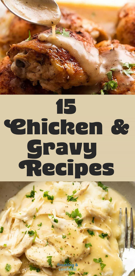 Looking for mouthwatering chicken and gravy recipes? You'll enjoy these easy and delicious recipes that will leave you craving for more. From classic comfort food to modern twists, these recipes are perfect for any occasion. You'll find Instant Pot chicken and gravy, country friend chicken, Gravy Baked Chicken (Thighs And Drumsticks), Chicken Wings in Gravy, and more. Southern Chicken And Gravy Recipes, Gravy Baked Chicken, Leftover Chicken And Gravy Recipes, Chicken And Country Gravy, Instapot Chicken And Gravy, Chicken And Gravy Crockpot Recipes, Chicken And Gravy Stovetop, Chicken And Gravy Recipes, Chicken Breast Gravy Recipe