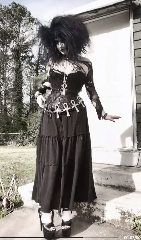 Trad Goth Outfits Aesthetic, Goth Must Haves, Gothiccore Outfit, Goth Belt Outfit, Older Goth Women, Tradgoth Outfit Women, Casual Trad Goth Outfits, Gothic Outfit Inspiration, Goth Outfits Corset