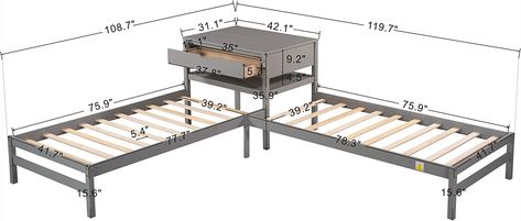 Twin Bed Dimensions, Two Twin Bed Configuration, L Shaped Twin Beds Ideas Diy, Twin Beds In L Shape, Lshaped Bed, Twin Beds L Shape Layout, L Shaped Twin Beds Ideas, L Shape Twin Beds Ideas, Boys Sharing Bedroom Ideas