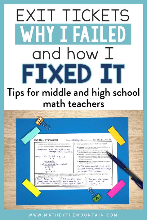 Math Exit Tickets, High School Math Classroom, Middle School Math Teacher, High School Math Teacher, Middle School Math Classroom, High School Activities, Study Hacks, Math Intervention, Math Instruction