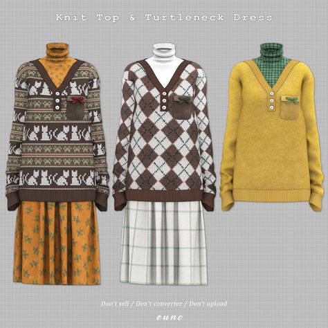 Ts4 Sweater Cc, Sims 4 Cc Turtleneck, Sims 4 Coat Cc, Sims 4 60s Cc, Sims 4 Sweater, Euno Sims, Die Sims 4, Sims 4 Cas Mods, The Sims 4 Pc