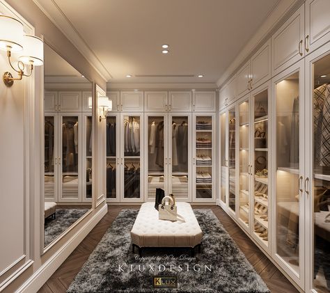 APARTMENT NEO CLASSIC - HA NOI on Behance Walk In Wardrobe Ideas Master Bedrooms, Dressing Design, Aesthetic Interior Design, Dream Closet Design, Walk In Closet Design, Luxury Closets Design, Wardrobe Design Bedroom, غرفة ملابس, Dressing Room Design