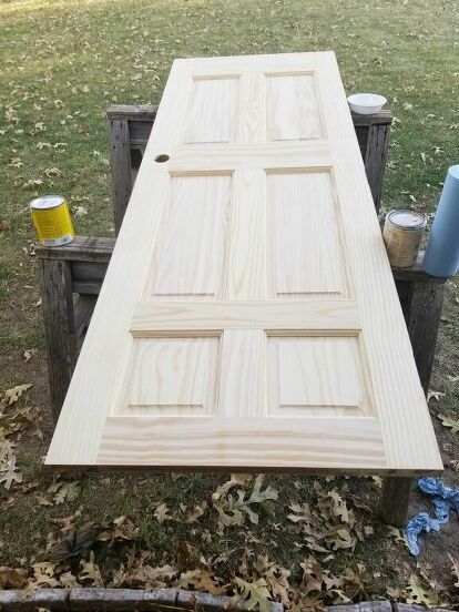 Adding some charachter to a new pine door by layering stain. When we remodeled our en suite bathroom, we wanted to add a little charachter to the new pine door we installed. We started with a raw, solid pine door from the home improvement store. We plan on replacing all the hollow core doors in our house with these. I didn't want to paint them and I also really love the look of weathered wood. I started by staining the door with a mid tone stain. I used Early American by Varathan… Diy Footstool, Craftsman Style Doors, Stained Trim, Closet Door Makeover, Stained Doors, Bifold Barn Doors, Hollow Core Doors, Pine Doors, Door Diy