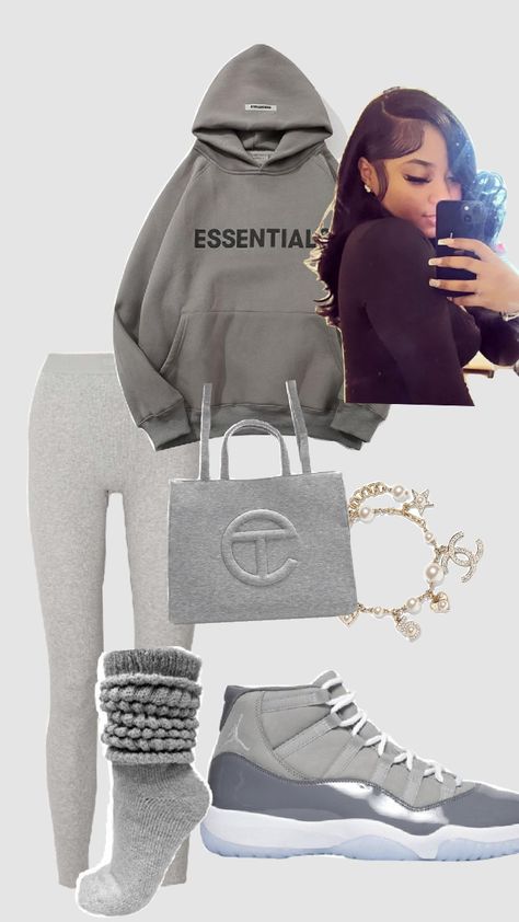 grey fitt Outfit Ideas For Cool Grey 11s, Cool Grey 11s Outfits Black Women, Outfit With Grey Leggings, Fall Drip Outfits, Grey Leggings Outfit Baddie, Grey Outfits For Black Women, Black And Gray Outfits, Outfits With Grey Leggings, Cool Grey Outfits