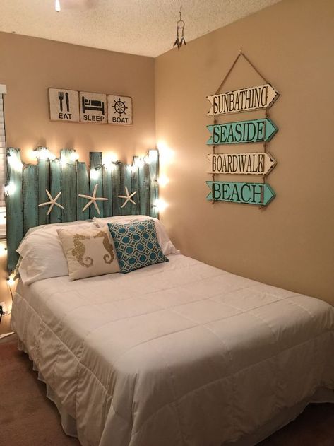 Summer Themed Bedroom, Beach Room Theme, Mermaidcore Bedroom, Beach Room Ideas, Ocean Inspired Bedroom, Decor Above Kitchen Cabinets, Furniture Ideas Bedroom, Wall Decor Inspiration, Surf Room Decor