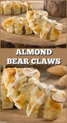 Almond Bear Claws are a bakery favorite that are un-BEAR-ably good, and now you can make them at home! Inverted Puff Pastry, Pastry Puffs Recipe, Bear Claw Recipe Puff Pastries, Almond Bear Claws, Solo Almond Cake And Pastry Filling Recipes, Almond Bear Claw Recipe, Bakery Pastry Recipes, Almond Pastry Filling Recipes, Bearclaw Recipe Easy