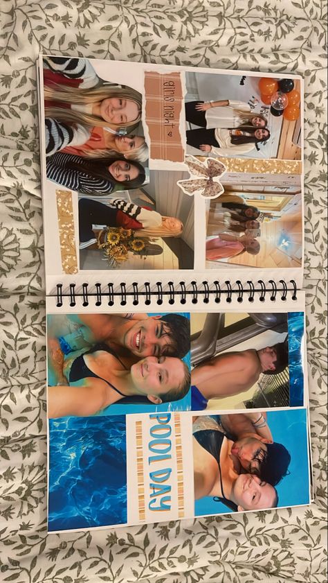 Fair Scrapbook Pages, Photo Album Covers Ideas, Photo Album Front Cover Ideas, Movie Night Scrapbook Page, Bereal Scrapbook Page, Photo Book Page Ideas, Senior Photo Book Ideas, Scrapbook Names Ideas, Scrapbooking Senior Year