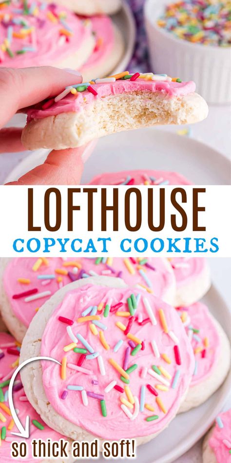 Lofthouse Cookies - Shugary Sweets Soft Sugar Cookie Cutout Recipe, Copycat Lofthouse Cookies, Soft Sugar Cookies With Frosting, Best Iced Cookie Recipe, Loft House Style Sugar Cookies, Soft Sugar Cookies With Buttercream Frosting, Pink Frosting Cookies, Copycat Walmart Sugar Cookies, Soft Batch Sugar Cookies