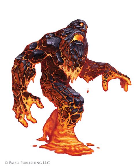 Pathfinder: Dwarven lava Undead by WillOBrien on DeviantArt Lava Character, Lava Elemental, D D Monsters, Fantasy Monster, Wow Art, Fantasy Rpg, Creature Concept, Monster Art, Creature Design