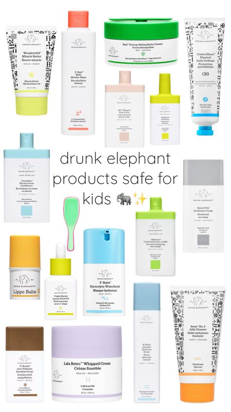 lots of tweens like drunk elephant so here are the products that are safe 🩷🩷 #preppy #drunk elephant #skincare #selfcare #sephora What Drunk Elephant Is Good For Kids, Drunk Elephant Safe For Kids, Drunk Elephant For Kids, Safe Skincare For Kids, Kid Friendly Skincare, Drunk Elephant Skincare For Kids, Preppy Drunk Elephant, Drunk Elephant Products, Elephant Skincare