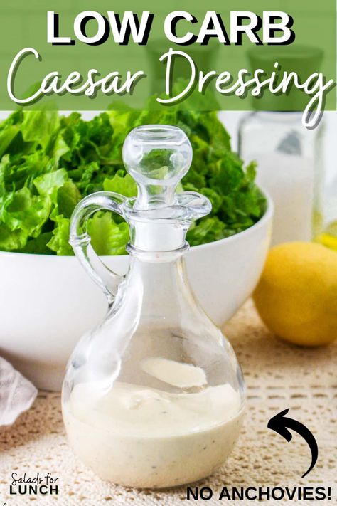 Caesar Dressing Without Anchovies, Caesar Salad Dressing Without Anchovies, Sugar Free Salad Dressing, Low Carb Salad Dressing, Low Carb Dressing, Keto Salad Dressing, Caesar Salad Dressing, Salad Dressing Recipes Homemade, Low Carb Fruit