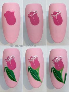 Tulip Nails, Unghie Sfumate, Nail Art Designs Images, Art Deco Nails, Rose Nail Art, Light Elegance, Nail Drawing, Nail Art For Beginners, Floral Nail Designs