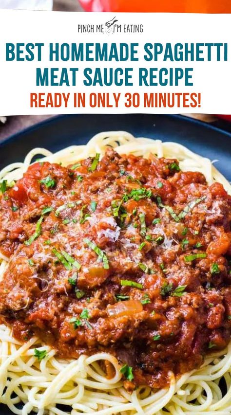 Discover the Best Homemade Spaghetti Meat Sauce Recipe. This rich and hearty sauce is packed with ground beef, tomatoes, and Italian herbs. Perfect for family dinners, meal prep, and an easy weeknight meal. This spaghetti meat sauce will become a staple in your kitchen. Enjoy a classic Italian favorite with this homemade spaghetti sauce. Spaghetti Sauce With Meat Ground Beef, Easy Meat Spaghetti Sauce, Meaty Spaghetti Recipes, Hearty Spaghetti Sauce, Homemade Spaghetti Meat Sauce Recipe, Spaghetti Meat Sauce Recipes, Spaghetti Meat Sauce Recipe Easy, Spaghetti With Meat Sauce Recipes, Ground Beef Sauce Recipes