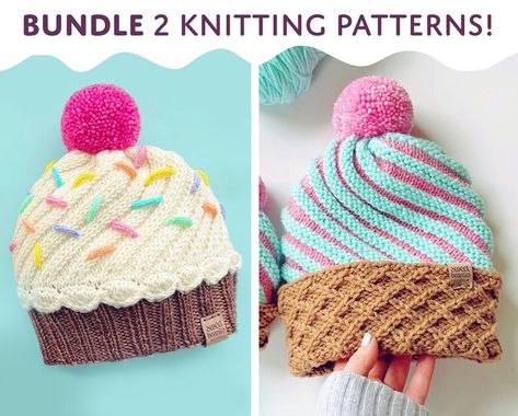 Knit Cupcake Hats … These Sweet Treats Make Great Gifts! | KnitHacker Knit Cupcake, Baby Boy Cupcakes, Cupcake Hats, Cap Cake, Baby Beanie Hat, Cupcakes For Boys, Baby Cupcake, Baby Beanie Hats, Piece Of Cakes